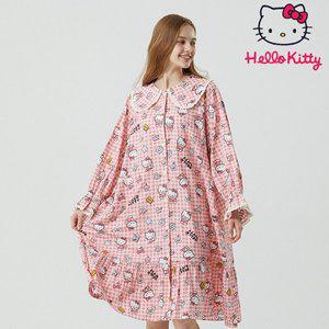 [헬로키티]산리오 정품 헬로키티 레이스카라 홈웨어 긴소매 원피스 부드러운 면 잠옷 HK-4307