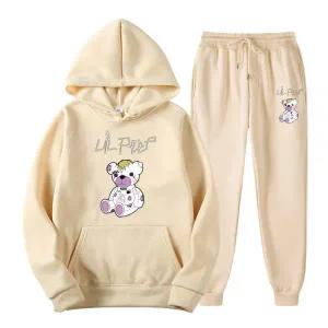 남자 트레이닝복 남성 세트 땀복 Lil Peep Bear 운동복 정장 남성용 후드 스?팬츠 가을 겨울 플리스 의류