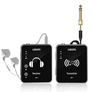 LEKATO 무선 이어 모니터 시스템 MS-1 2.4GHz 스테레오 인이어 모니터링 송신기 클립 장착 1 대 다수 오토 페어링 밴드 리허설 스튜디오 교회 작은 공연을 위한 IEM