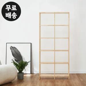 [벤티스가구]헨느 고무나무 원목 책장 5단 전면 책꽂이 서재 책장 높은 거실 수납장 800 내츄럴
