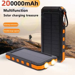 200000 mAh 태양광 보조베터리 야외 휴대용 충전기 방수 듀얼 USB LED 라이트 New