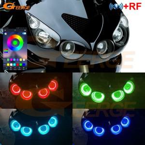 가와사키 호환 닌자 ZX14 2006-2011 BT 앱 RF 원격 제어 멀티 컬러  브라이트 RGB LED 엔젤 아이 키트