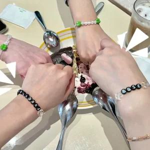 이니셜 우정 클로버 비즈 팔찌 만들기 키트 DIY 행운 네잎 MBTI 커스텀 커플 크로 바