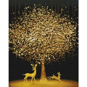 [콩심팥심]황금나무와 꽃사슴 (캔버스) 보석십자수 40x50