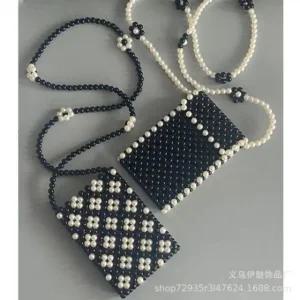 진주 트렌드 올 비즈 플라워 크로스 가방 핸드폰 백 (WFJDL6T)