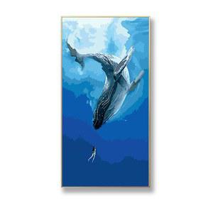 고래 유화그리기 거실 아크릴화 인테리어 DIY 장식 40x80 고래 그림