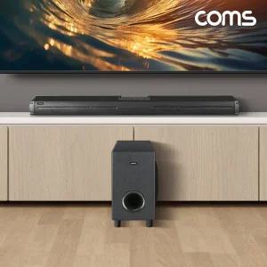 Coms 120W 고출력 사운드바 2 1ch 우퍼 홈시어터 블루투스 가성비 TV 거실 스피커 FM 라디오