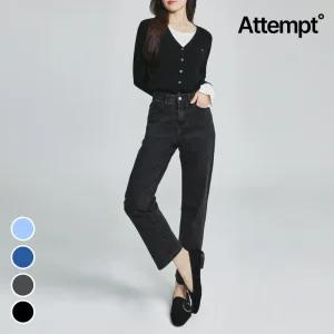 어템트 / 여성용 핏초이스 진 / 스트레이트핏 / 데님 팬츠 / 3단기장 / S~2XL / 데일리핏 청바지 /4가지컬러 / 배기핏