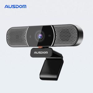 AUSDOM AW616 올인원 웹캠, AI 마이크 스피커 포함, 개인 정보 보호 커버, 회의용 USB 컴퓨터 카메라, 월드