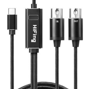 HiFing-타입 C USB 인아웃 MIDI 케이블  원 인원 인터페이스 5 핀 라인 컨버터  PC-뮤직 키보드 어댑터 코