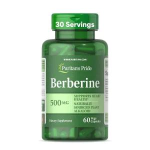 Puritan's Pride Berberine 500mg, 심장 건강을 위한 식이 보충제, 체중 감소, 혈당 및 콜레스테롤 지원, 1