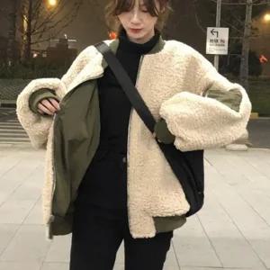 보온성퀄리티있는 이지 와이드핏 리버시블 양털 투사이드 파일럿 집업 (WFJTS3R)
