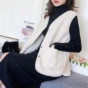양털 주머니 우먼 조끼 수면 플리스윈터용 시즌 (WFJT8UO)
