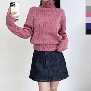 [하프클럽/]CAT 1065 여자데일리픽 꽈배기 목폴라니트 데일리 폴