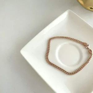 [콩심팥심]커브 할로우 체인 팔찌18k화이트골드18.5cm