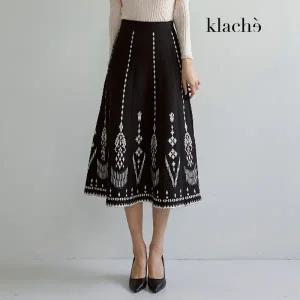 클라셰 드로잉플레어니트스커트_B3F0673