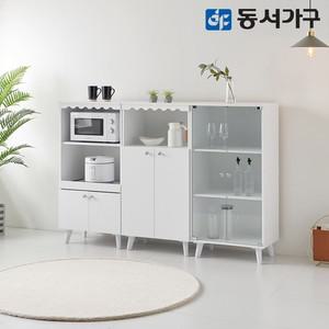 동서가구 올리브 렌지대 수납장 600 세트  렌지대+주방수납장+유리수납장) DF636003