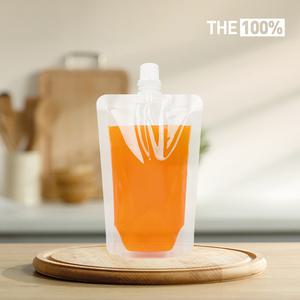 THE100% 스파우트 파우치 투명 음료파우치 쥬스팩 음료팩 200ml 11파이 50매