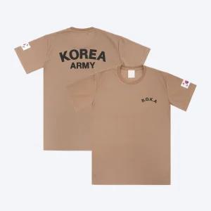 군인 반팔 / 쿨링 ROKA 사막색 로카티 - 스포츠웨어 트레이닝 기능성 헬스장 체육대회 반티 운동복 헬스복
