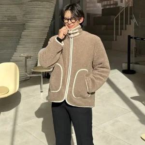 [피팅남]남자 패터슨 오버핏 누빔안감 양털 덤블 무스탕 자켓