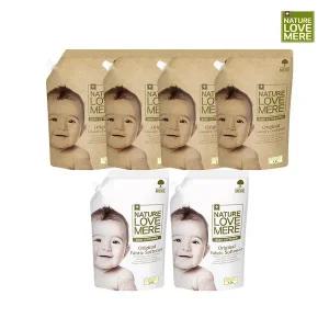 [보리보리/네이처러브메레]세제 리필형1300ml 4팩+유연제 리필1300ml 2팩(향선택)