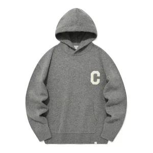 커버낫 C 로고 램스울 후디 니트 멜란지 그레이 오버핏후드티 후드티셔츠