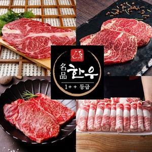 1++ 한우 투뿔 꽃등심 안심 채끝 차돌박이 갈비 부채 구이용 500g