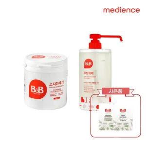 비앤비 소다파우더 500g+비앤비 주방세제 1000ml 용기형+세제, 유연제 50ml 체험팩 증