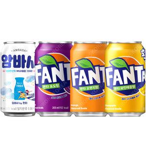 코카 환타 350ml 오렌지 +파인애플 +포도+ 암바사 345ml 각6캔씩 (총24캔)