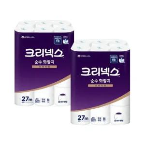 크리넥스 3겹 화장지 순수 27m 24롤 2백 4518063/크리넥스휴지/크리넥스3겹/3겹화장지/크리넥스데코소프트