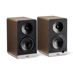 ELAC, HDMI ARC가 탑재된 ConneX 4-1 /2인치 전원형 책장 스피커, 홈 엔터테인먼트 시스템용 스피커 한 쌍, 호두