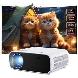 WiFi 및 Bluetooth가 탑재된 프로젝터, 2024년 업그레이드된 네이티브 1080P 미니 블루투스 18000L 영화 비디오 프로젝터 실외, 안드로이드와 호환되는 200인치 Max Bild /iOS /Laptop /TV Stick /X-Box /HDMI /USB