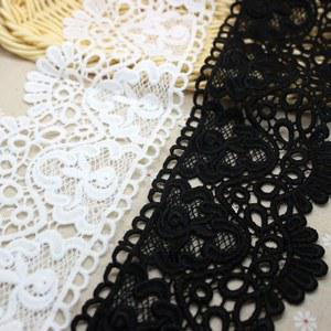 레이스원단 10cm 와이드 놓은 블랙 화이트 레이스 리본 DIY 의류 봉제 패브릭 우유 실크 수용성 테이프