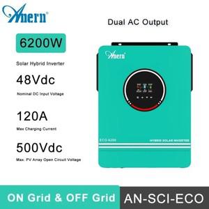Aernn 하이브리드 인버터 오프 듀얼 AC 출력 MPPT 120A 태양광 PV 500Vdc 6.2KW 48V