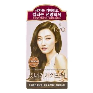 (오렌지브라운) 려 우아채 염색 크림 7O 3회분/새치/염색약/흰머리/머리/커버/멋내기/새치용/전용/염색제