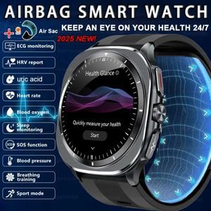 2025New 정확한 혈압 측정 시계 지질 ECG 요산 블루투스 통화 스마트 NFC 공기 펌프 에어백 남성