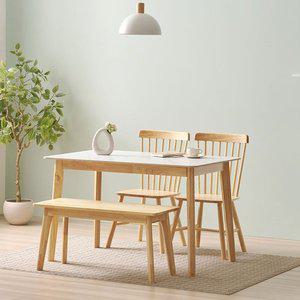 [디자이너스룸]쉐리 원목식탁 세라믹 4인용 1200식탁 벤치형 세트