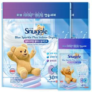 스너글 캡슐세제 실내건조 고농축 세탁세제 블루스파클 허거블코튼 30개입 2개