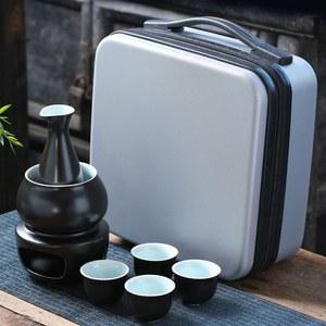 술잔세트 사케 중탕기 도쿠리워머 선물용 도쿠리 4잔 블랙