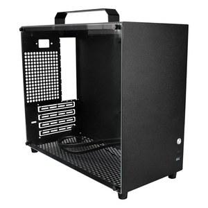 ALAMENGDA V500 미니 휴대용 M-ATX/ITX 컴퓨터 케이스, 타워 손잡이가 있는 전면 투명 DIY 데스크탑 320MM GPU 크기 지원(블랙-2.0)