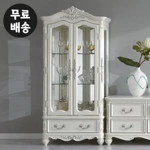[벤티스가구]코코 엔틱 장식장 유리 진열장 인테리어 술 양주장 장식장 위스키장 거실 가구 3단(750)