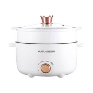 찜통 바구니가 있는 전기 냄비, 기숙사 및 가정용 2.5L 다기능 쿠커, 내열 손잡이가 500W 논스틱 프라이팬, 끓이기/튀기기/국용 110V 소형 조리 냄비(화이트)