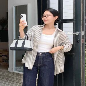 차코니 스트라이프 포켓 오버핏 셔츠 (one color)