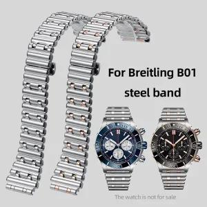 호환 Breitling B01 시계 밴드 슈퍼 식 시계 B01 어벤저 스트랩 22mm 24mm 남성용 실버 스테인레스 스틸 체