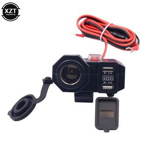 방수 오토바이 USB 충전기 전원 어댑터 소켓 및 전압계 디스플레이 액세서리, 12V, 24V