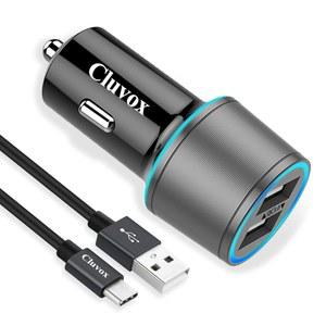 빠른 USB C 자동차 충전기, 갤럭시 S25 플러스/울트라/S24/S23/S22/S21/참고 20/10/9/8/S20/S10 /S9/S8/A50/A70, 충전 3 0 듀얼 18W 고속 충전기 타입 케이블 3ft