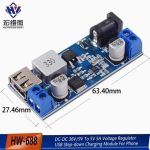 DC-DC 24V/12V ~ 5V 5A 스텝 다운 전원 공급 장치 벅 컨버터 LM2596S 교체 전화 용 조정 가능한 USB 충전