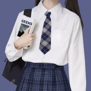 교복 체크 자동 넥타이 네이비 체크넥타이 여자 유니폼 타이
