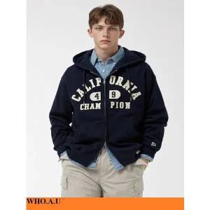 [후아유]W.A.U Signature Patch Hood Zip-up(NAVY)-WHMZF4911U