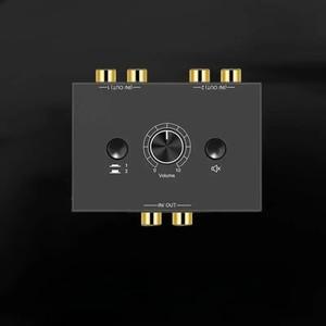 2X 11 RCA 스테레오 오디오 양방향 무손실 스위처음소거 버튼 포함 휴대용 LR 스위치 분배기